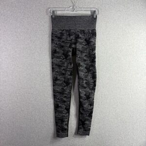 Gymshark camo seamless leggings womens small black gray crop